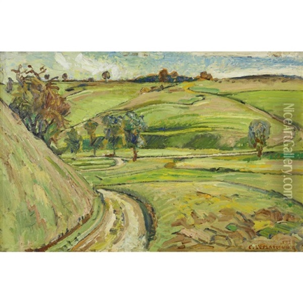 Landschaft Bei Bas-du-cret Oil Painting - Charles L'Eplattenier