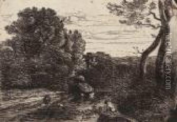 Le Bain Du Berger (souvenir Du Paysage Italien) Oil Painting - Jean-Baptiste-Camille Corot