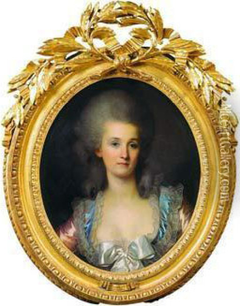 Portrait De Jeune Femme Au Noeud De Satin Blanc Oil Painting - Jean Baptiste Greuze