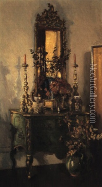 The Gilt Mirror Oil Painting - Patrick William Adam
