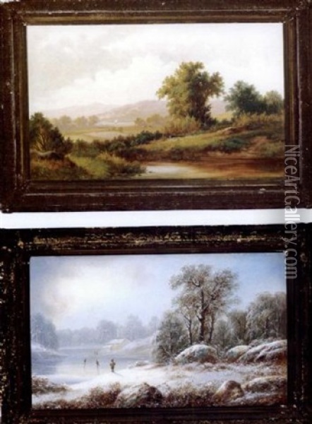Winter (+ Summer; Pair) Oil Painting - Gunther Hartwick