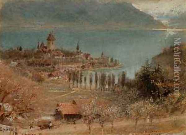 Spietz Lake Thun Oil Painting - Albert Goodwin