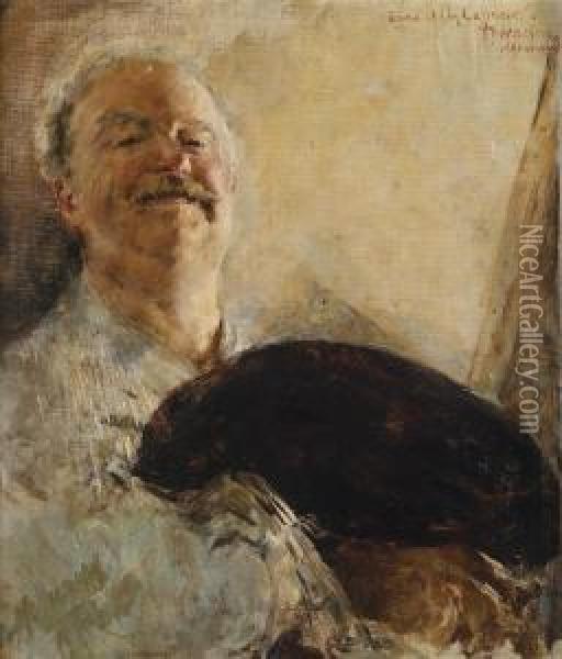Double Sidedself Portrait Oil Painting - Antonio Mancini