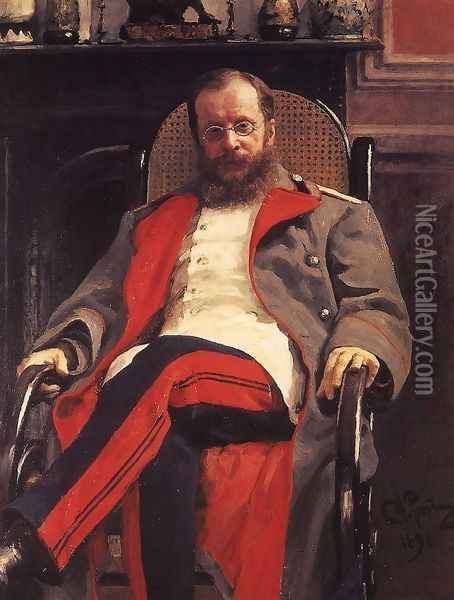 Portrait of Composer Cesar Antonovich Cui Oil Painting - Ilya Efimovich Efimovich Repin