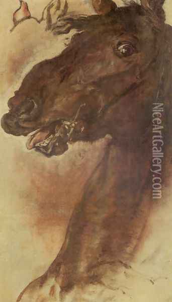 Horse Study III Oil Painting - Jan Matejko