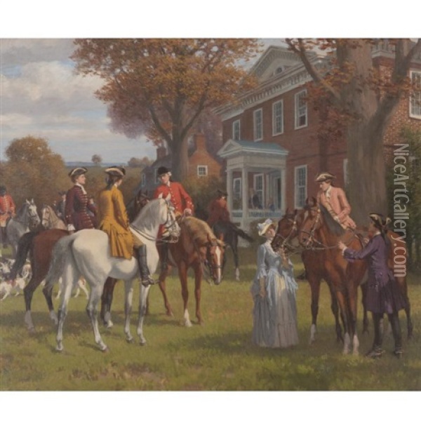 Home Of John Marshall, Richmond, Virginia, Before The Hunt Oil Painting - Stephen James Ferris