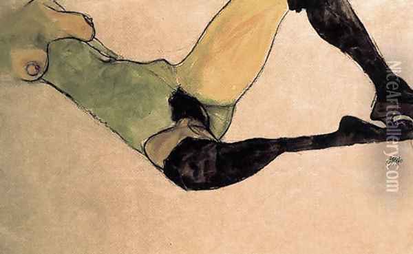 A woman nude body Oil Painting - Egon Schiele