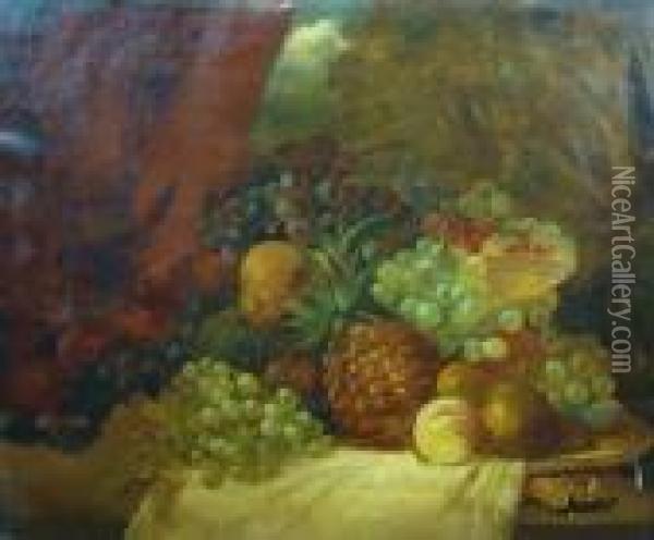 Still Life Of Pineapple Oil Painting - Charles Thomas Bale