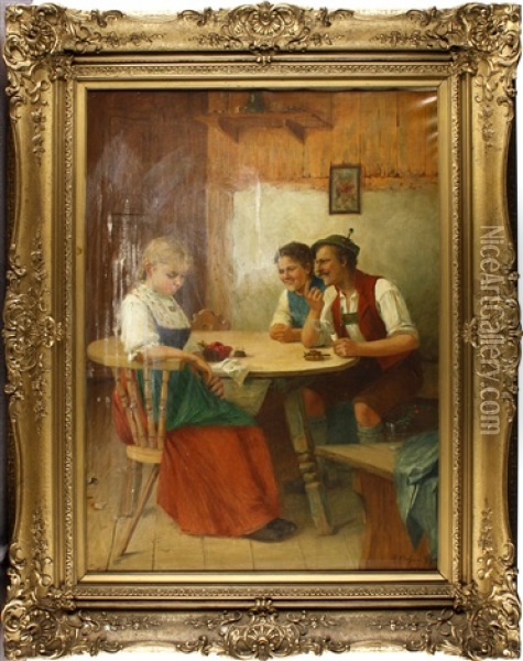 Sharing A Joke Oil Painting - Theodor Kleehaas