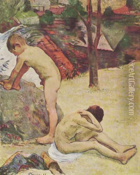 Bathers Breton boy Oil Painting - Paul Gauguin