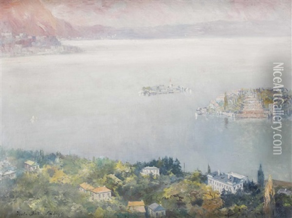 Blick Auf Den Lago Maggiore Mit Isola Bella Oil Painting - Gyula Hary
