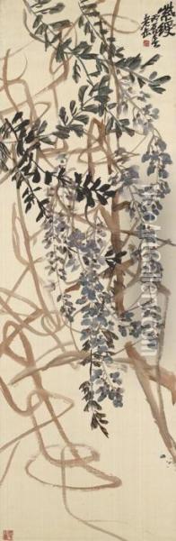 Wisteria Oil Painting - Wu Changshuo