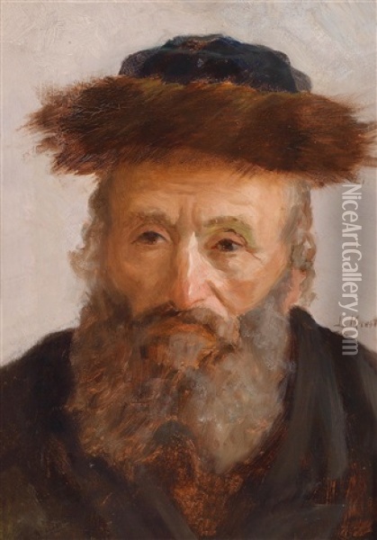Rabbi Oil Painting - Lazar Krestin