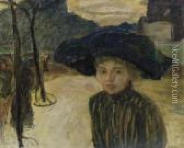 La Femme Au Chapeau Bleu Oil Painting - Pierre Bonnard