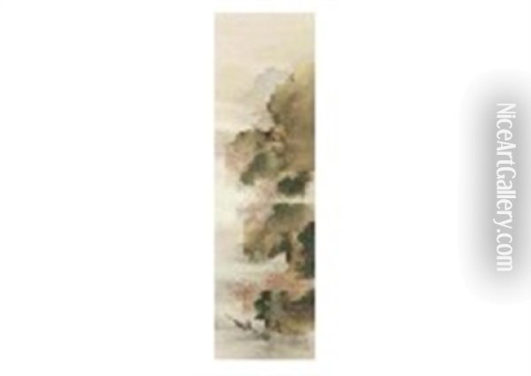 River In Spring Oil Painting - Shuseki Okutani