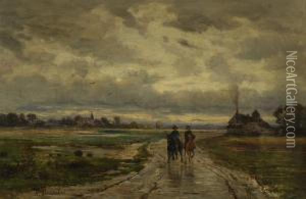 Zwei Reiter Auf Der
 Landstrase. Oil Painting - Lemaitre Nathanael