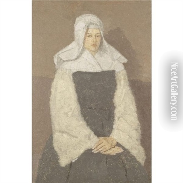 Portrait Of A Young Nun Oil Painting - Gwen John