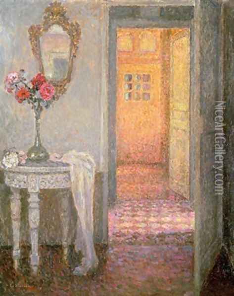 Interior of a Hallway Oil Painting - Henri Eugene Augustin Le Sidaner