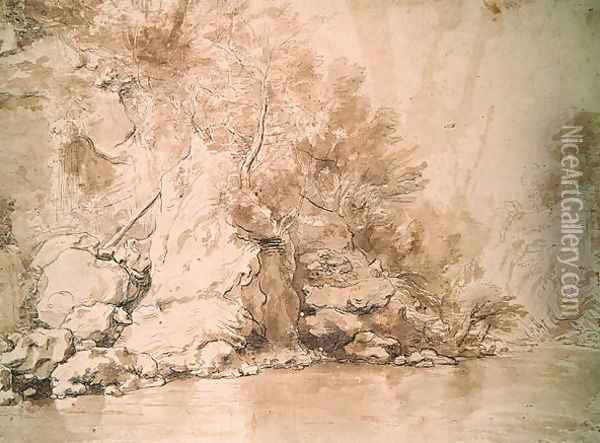 A Study for a landscape Oil Painting - Claude Lorrain (Gellee)