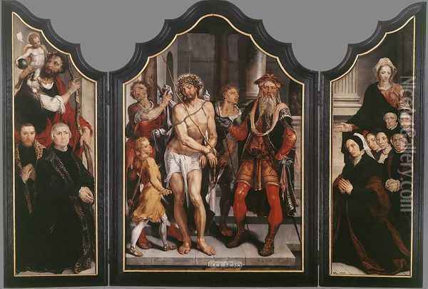 Ecce Homo Triptych 1559-60 Oil Painting - Maerten van Heemskerck