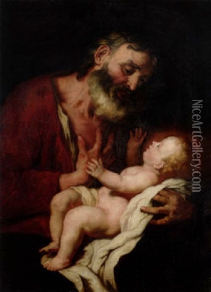 Josef Med Jesusbarnet Oil Painting -  Guercino