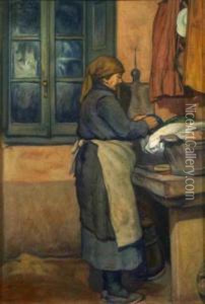 Il Bucato Oil Painting - Alfons Hollaender