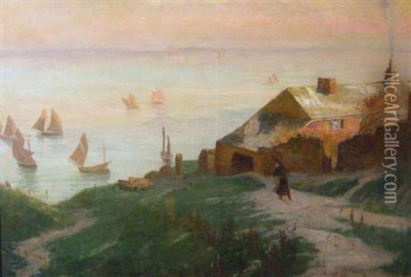 Early Morning On The Coast Of Britain Oil Painting - Frank Lewis Emanuel