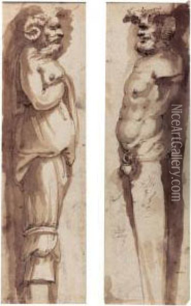 Two Drawings Of Herms Oil Painting - Domenico Pellegrini Tibaldi