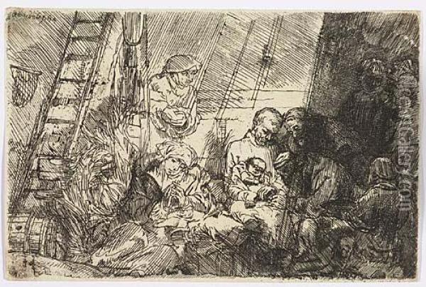 The Circumcision In The Stable<</b> Oil Painting - Rembrandt Van Rijn