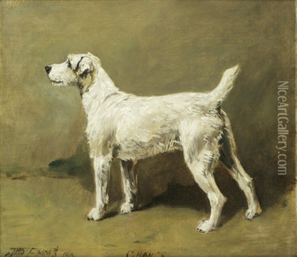 Portrait Of The Terrier 'chance Oil Painting - John Emms