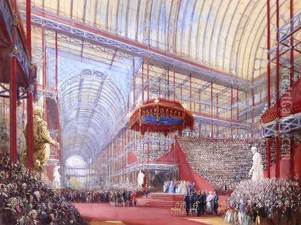 The Opening of the Crystal Palace, Sydenham, by Queen Victoria on 10th June 1854 Oil Painting - Joseph Nash