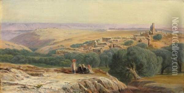 The Plains Of Bethany Oil Painting - Edward Lear
