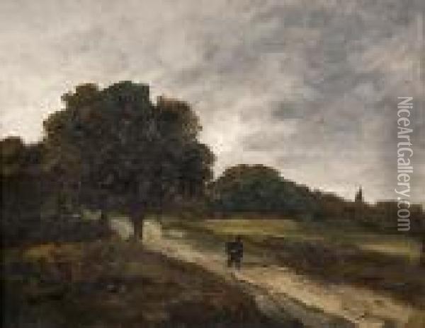 Figure On A Path Oil Painting - Georges Michel