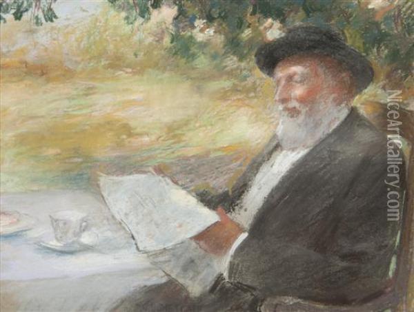Gentleman Reading Oil Painting - Willard Leroy Metcalf