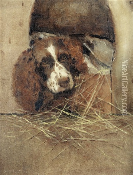 Home, Sweet Home - Spaniel At Rest Oil Painting - Samuel Fulton