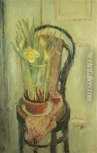 Daffodils - November Twilight Chelsea Oil Painting - Margaret Thomas