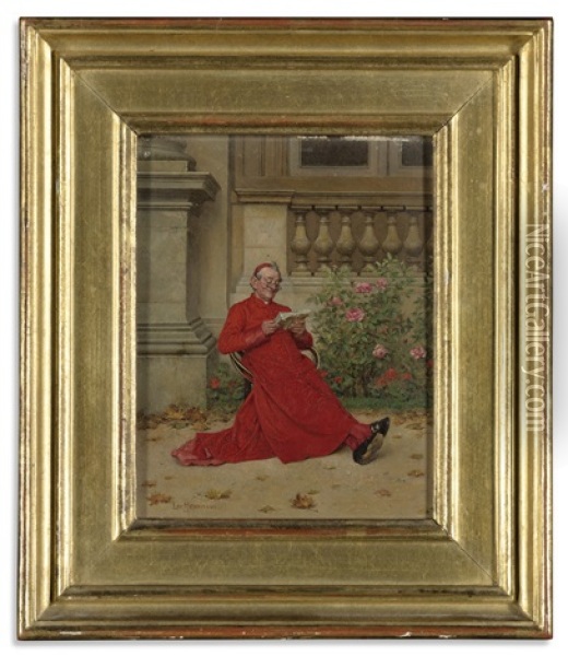 The Cardinal Reading Nana Oil Painting - Leo Herrmann