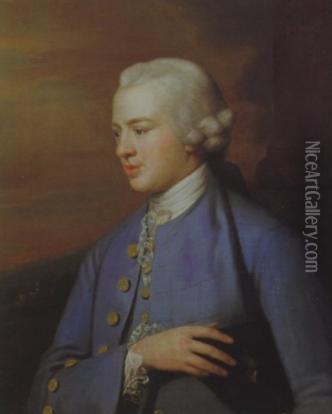 Portrait Of A Gentleman In A Blue Coat Oil Painting - Anton von Maron