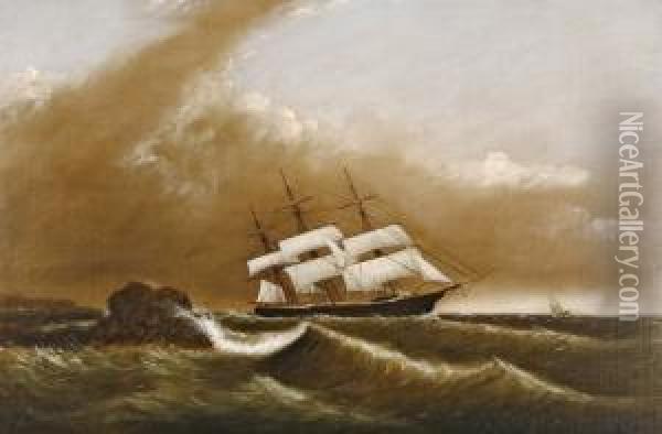 Ship On A Leeshore, Storm Clearing Oil Painting - Clement Drew