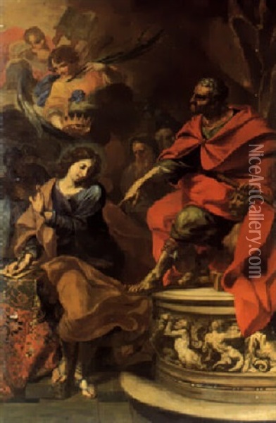 L'imperatore Domiziano E San Ginesio Oil Painting - Giuseppe Ghezzi