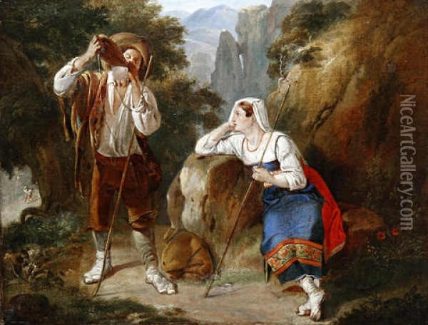 A Brigand And His Wife Resting Oil Painting - Sir Charles Lock Eastlake