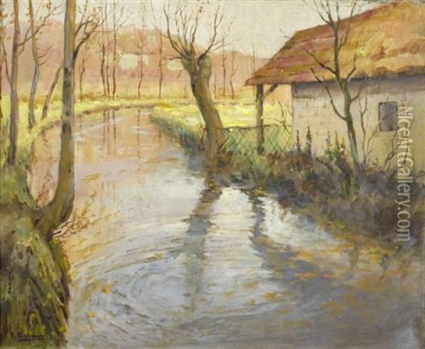 Herbstlandschaft Mit Einem Bach Oil Painting - Rudolf Ribarz