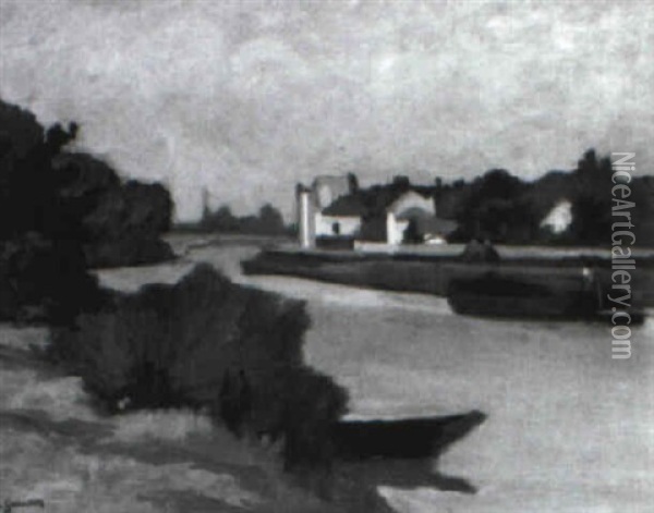 River Scene Oil Painting - Leo Gausson
