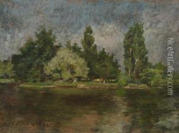 Poplar Lake Oil Painting - William Merritt Chase