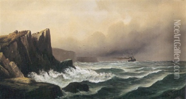 The Farallone Islands, Pacific Ocean Oil Painting - Gideon Jacques Denny
