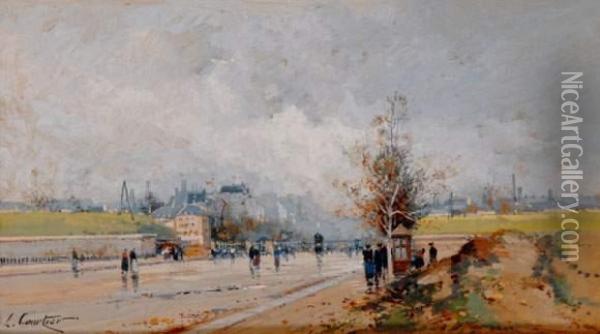 Promeneurs Aux Abords De La Porte De Chatillon Oil Painting - Eugene Galien-Laloue