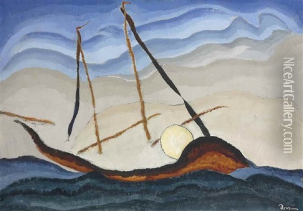 Boat Going Through Inlet Oil Painting - Arthur Dove