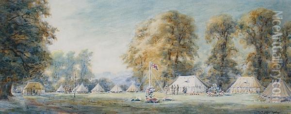 Headquarters India Contingent Camp, Hampton Court 1919 Oil Painting - William Luker