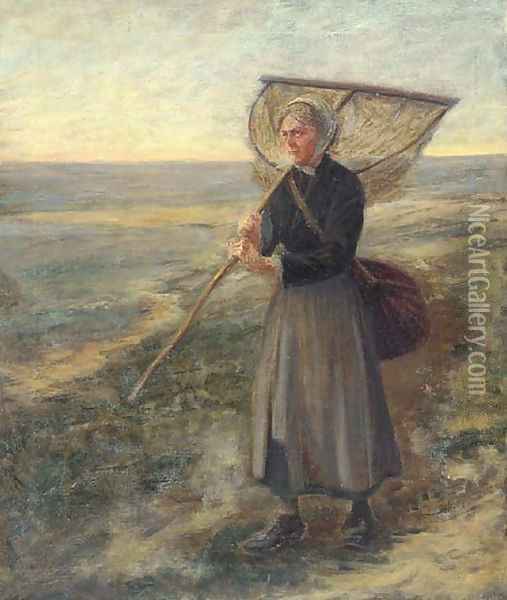 Knitting In The Sunshine Oil Painting - Otto Hagborg