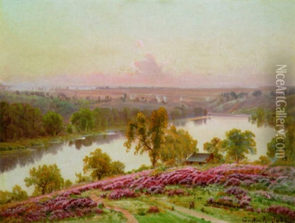 Paysage De Bruyeres Dans La Vallee De La Creuse Oil Painting - Gaston Anglade